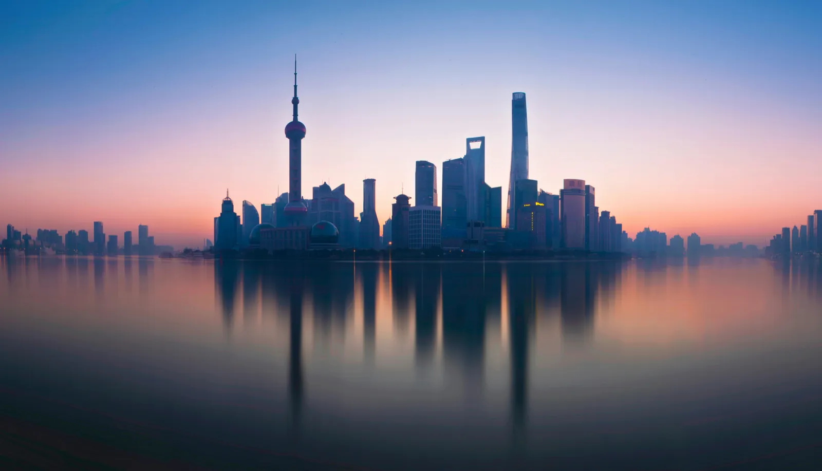 The Lujiazui skyline reflected in the Huangpu River