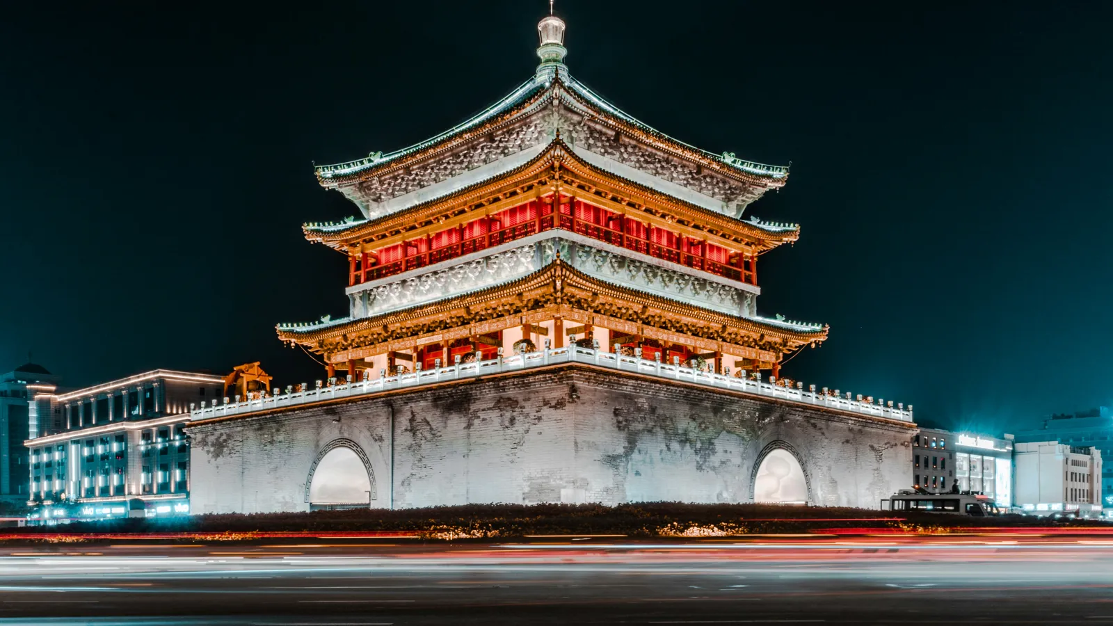 The South Gate of the Xi’an city wall, illuminated