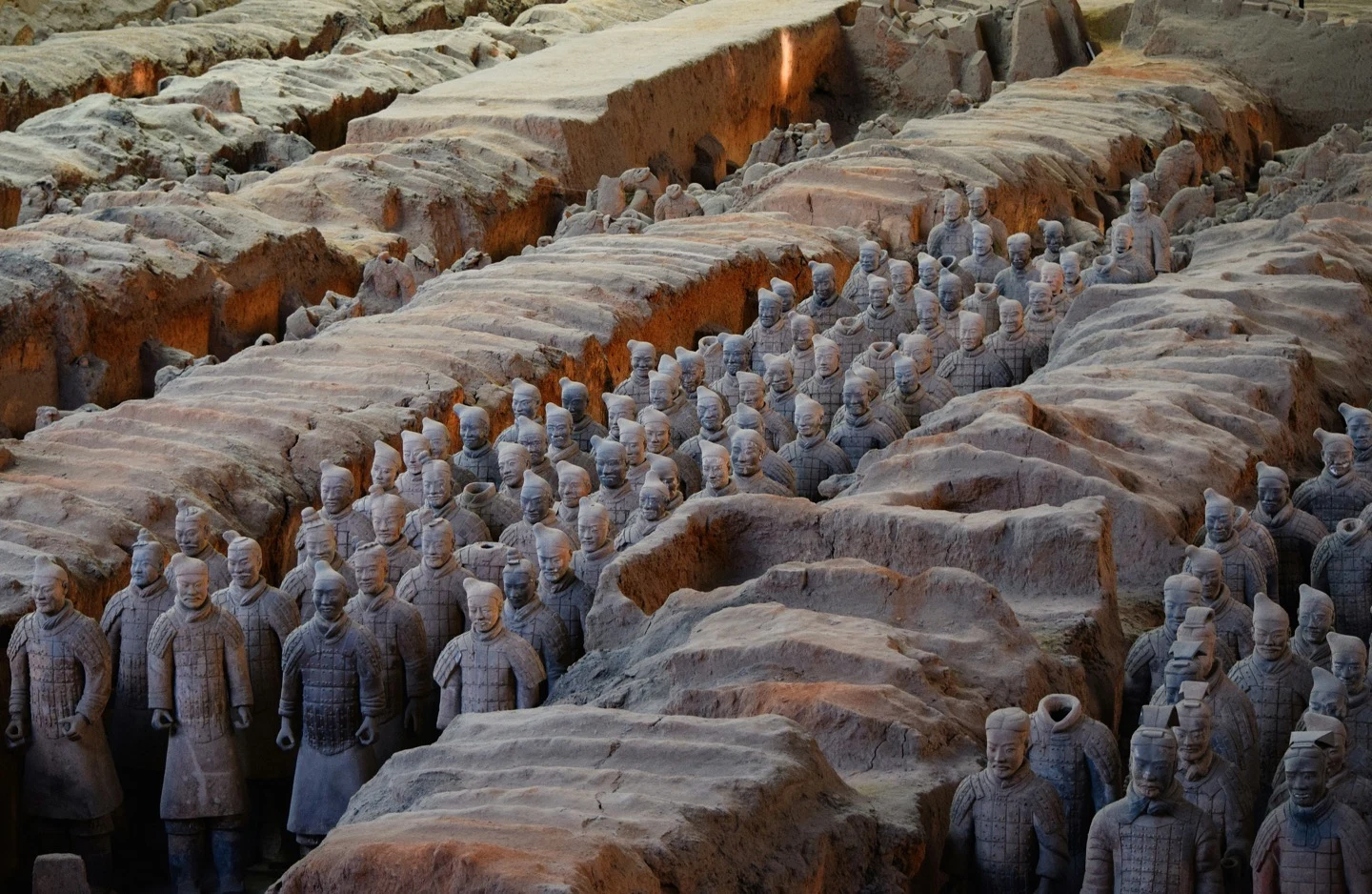 Terracotta Army soldiers in their excavation pit near Xi'an